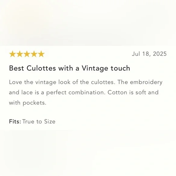 NWT Size M - Anthropologie 100% Cotton Embroidered Culottes (NWT US$ 138) - Picture 13 of 16